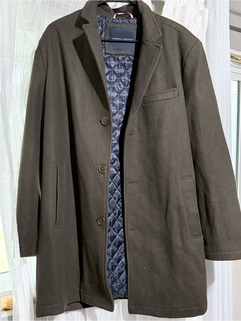 Men's Quilted-Lined Wool-Blend Overcoat